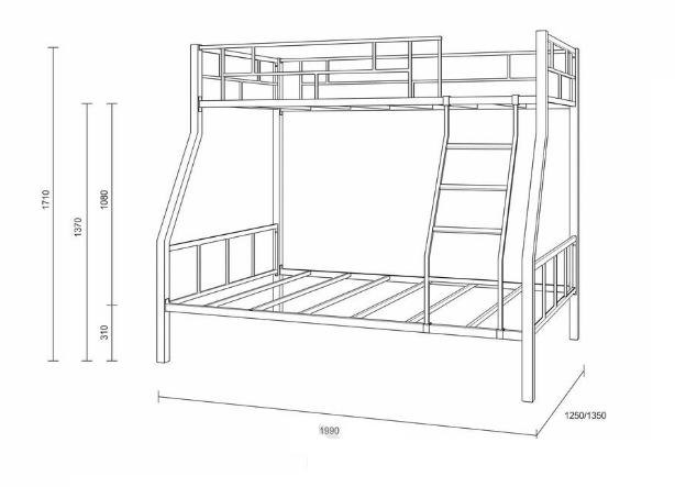 Кровать 2 х ярусная металлическая