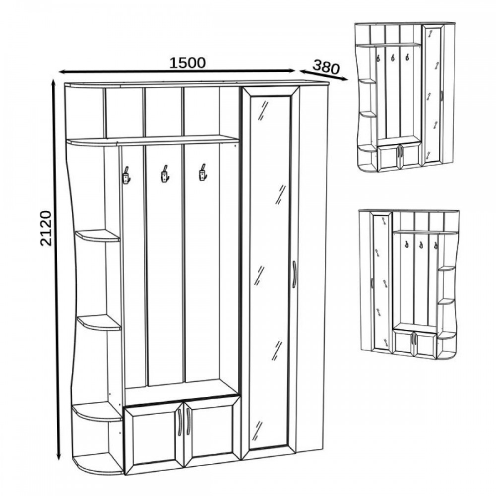 Прихожая ксения 1 1500х2102х384 сборка