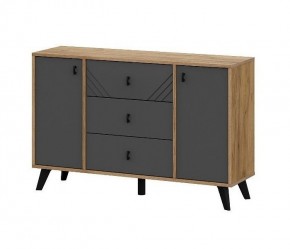 БАЙКАЛ Комод 3 ящика двухстворчатый (Графит/Дуб золотой) в Екатеринбурге - ok-mebel.com | фото