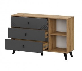 БАЙКАЛ Комод 3 ящика (со створкой) Графит/Дуб золотой в Екатеринбурге - ok-mebel.com | фото 4