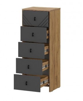 БАЙКАЛ Комод (5 ящиков) Графит/Дуб золотой в Екатеринбурге - ok-mebel.com | фото 2