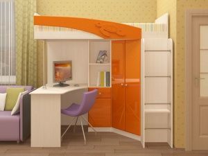 Кровать чердак Бемби МДФ (фасад 3D) в Екатеринбурге - ok-mebel.com | фото 2