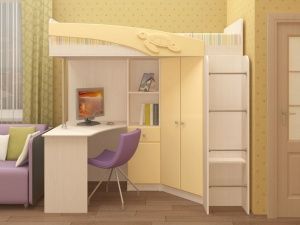 Кровать чердак Бемби МДФ (фасад 3D) в Екатеринбурге - ok-mebel.com | фото 1