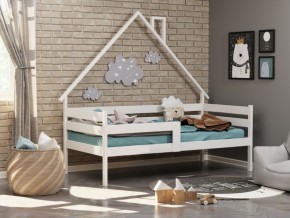 Детская кровать-домик из массива березы Соня-2 (800*1600) Белый/Лак в Екатеринбурге - ok-mebel.com | фото
