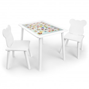 Детский комплект стол и два стула Мишка Rolti Baby с накладкой Алфавит (белая столешница/белое сиденье/белые ножки) в Екатеринбурге - ok-mebel.com | фото