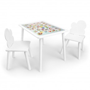Детский комплект стол и два стула Облачко Rolti Baby с накладкой Алфавит (белая столешница/белое сиденье/белые ножки) в Екатеринбурге - ok-mebel.com | фото
