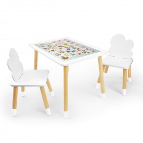 Детский комплект стол и два стула Облачко Rolti Baby с накладкой Алфавит (белая столешница/белое сиденье/береза ножки) в Екатеринбурге - ok-mebel.com | фото