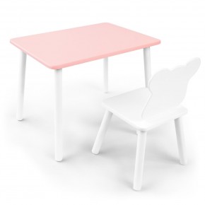 Детский комплект стол и стул «Мишка» Rolti Baby (розовый/белый, массив березы/мдф) в Екатеринбурге - ok-mebel.com | фото