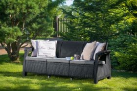 Диван пластиковый Корфу Макс (Corfu love seat max) графит в Екатеринбурге - ok-mebel.com | фото 2