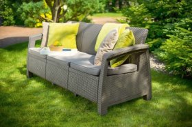 Диван пластиковый Корфу Макс (Corfu love seat max) капучино - песок в Екатеринбурге - ok-mebel.com | фото 4