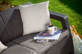 Диван пластиковый Корфу Макс (Corfu love seat max) коричневый в Екатеринбурге - ok-mebel.com | фото 3