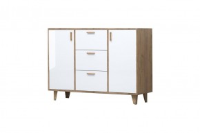 Эго К-2 Комод с 3мя ящ, 2 дв (дуб крафт золотой/белый глянец) на ножках в Екатеринбурге - ok-mebel.com | фото 1