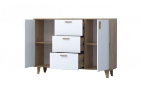 Эго К-2 Комод с 3мя ящ, 2 дв (дуб крафт золотой/белый глянец) на ножках в Екатеринбурге - ok-mebel.com | фото 2