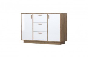 Эго К-2 Комод с 3мя ящ, 2 дв (дуб крафт золотой/белый глянец) цоколь в Екатеринбурге - ok-mebel.com | фото 1