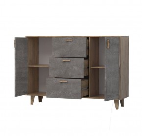 Эго К-2 Комод с 3мя ящ, 2 дв (дуб крафт золотой/камень темный) на ножках в Екатеринбурге - ok-mebel.com | фото 2