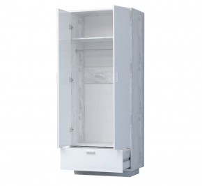 Эго Шк-1 Шкаф с 2дв, 1ящ (бетон светлый/белый глянец) цоколь в Екатеринбурге - ok-mebel.com | фото 2