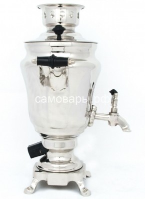 Электрический самовар из латуни никелированный на 1,5 литра форма "Тюльпан" с защитой от выкипания в Екатеринбурге - ok-mebel.com | фото 3
