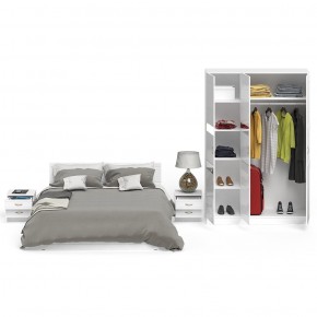 Елена спальня № 2 Кровать 1600 + Две тумбы + Шкаф 1500, цвет корпус белый/фасад мдф белый глянец, сп.м. 1600х2000 мм., б/м, основание есть в Екатеринбурге - ok-mebel.com | фото 3