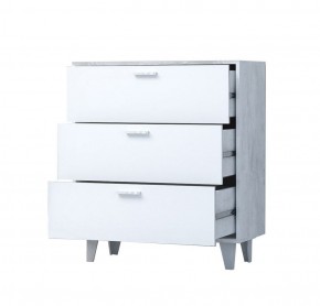 Комод Эго К-3 3-ящика (на ножках) Бетон светлый/Белый глянец в Екатеринбурге - ok-mebel.com | фото 2