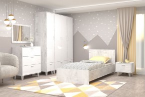 Комод Эго К-3 3-ящика (на ножках) Бетон светлый/Белый глянец в Екатеринбурге - ok-mebel.com | фото 3