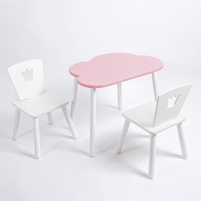 Комплект детский стол ОБЛАЧКО и два стула КОРОНА ROLTI Baby (розовая столешница/белое сиденье/белые ножки) в Екатеринбурге - ok-mebel.com | фото