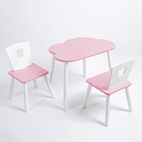 Комплект детский стол ОБЛАЧКО и два стула КОРОНА ROLTI Baby (розовая столешница/розовое сиденье/белые ножки) в Екатеринбурге - ok-mebel.com | фото