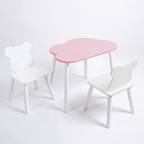 Комплект детский стол ОБЛАЧКО и два стула МИШКА ROLTI Baby (розовый столешница/белое сиденье/белые ножки) в Екатеринбурге - ok-mebel.com | фото