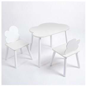 Комплект детский стол ОБЛАЧКО и два стула ОБЛАЧКО ROLTI Baby (белая столешница/белое сиденье/белые ножки) в Екатеринбурге - ok-mebel.com | фото
