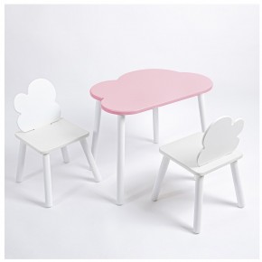 Комплект детский стол ОБЛАЧКО и два стула ОБЛАЧКО ROLTI Baby (розовая столешница/белое сиденье/белые ножки) в Екатеринбурге - ok-mebel.com | фото