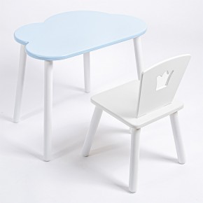 Комплект детский стол ОБЛАЧКО и стул КОРОНА ROLTI Baby (голубая  столешница/белое сиденье/белые ножки) в Екатеринбурге - ok-mebel.com | фото