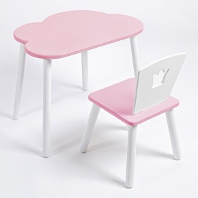 Комплект детский стол ОБЛАЧКО и стул КОРОНА ROLTI Baby (розовая столешница/розовое сиденье/белые ножки) в Екатеринбурге - ok-mebel.com | фото