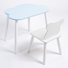 Комплект детский стол ОБЛАЧКО и стул МИШКА ROLTI Baby (голубая столешница/белое сиденье/белые ножки) в Екатеринбурге - ok-mebel.com | фото