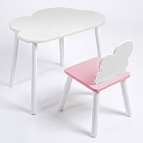 Комплект детский стол ОБЛАЧКО и стул ОБЛАЧКО ROLTI Baby (белая столешница/розовое сиденье/белые ножки) в Екатеринбурге - ok-mebel.com | фото