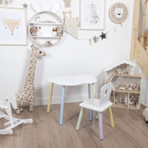 Комплект детский стол ОБЛАЧКО и стул ЗВЕЗДА ROLTI Baby (белая столешница/белое сиденье/цветные ножки) в Екатеринбурге - ok-mebel.com | фото