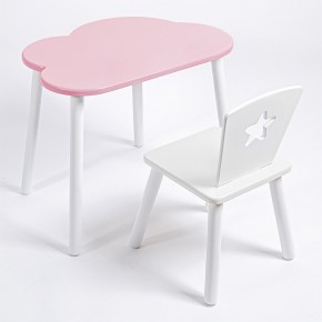 Комплект детский стол ОБЛАЧКО и стул ЗВЕЗДА ROLTI Baby (розовая столешница/белое сиденье/белые ножки) в Екатеринбурге - ok-mebel.com | фото