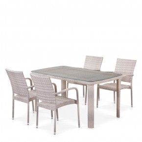 Комплект плетеной мебели T256C/Y376C-W85 Latte (4+1) + подушки на стульях в Екатеринбурге - ok-mebel.com | фото