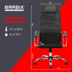 Кресло BRABIX PREMIUM "Ultimate EX-800" хром, плотная двойная сетка Х2, черное, 532911 в Екатеринбурге - ok-mebel.com | фото 6