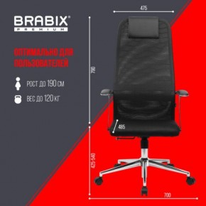 Кресло BRABIX PREMIUM "Ultimate EX-801" хром, плотная двойная сетка Х2, черное, 532917 в Екатеринбурге - ok-mebel.com | фото 7