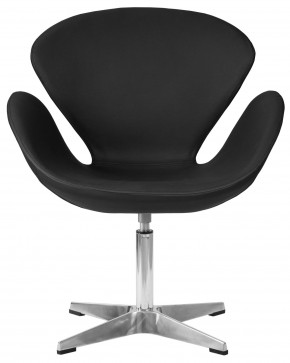 Кресло дизайнерское DOBRIN SWAN, черный кожзам P13, алюминиевое основание в Екатеринбурге - ok-mebel.com | фото 6