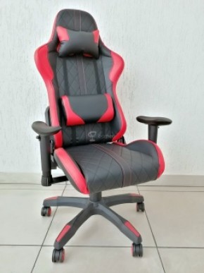 Кресло геймерское Barneo K-52 (черная экокожа красные вставки) в Екатеринбурге - ok-mebel.com | фото 1