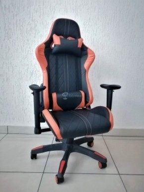 Кресло геймерское Barneo K-52 (черная экокожа оранжевые вставки) в Екатеринбурге - ok-mebel.com | фото
