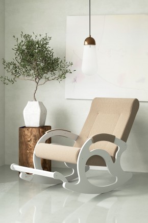 Кресло-качалка Тироль 12-Т-П (ткань/белые) ПЕСОК в Екатеринбурге - ok-mebel.com | фото