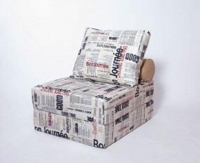 Кресло-кровать-пуф бескаркасное Прайм (Газета) в Екатеринбурге - ok-mebel.com | фото 1