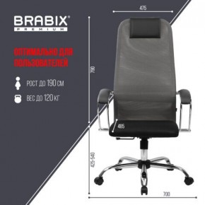 Кресло офисное BRABIX PREMIUM "Ultimate EX-800" хром, плотная двойная сетка Х2, черное/серое, 532912 в Екатеринбурге - ok-mebel.com | фото 3