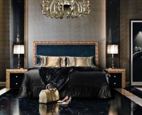 Кровать 2-х спальная (1,8 м) Тиффани Premium черная/золото с мягким элементом (Антрацит) с подъемным механизмом (ТФКР180-3[3](П) в Екатеринбурге - ok-mebel.com | фото 2