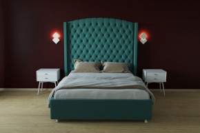 Кровать Берлин ЛЮКС с ПМ 800 (велюр бирюзовый) в Екатеринбурге - ok-mebel.com | фото 2