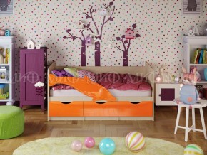 Кровать Дельфин-1 800*1600 (Оранжевый металлик/дуб крафт белый) в Екатеринбурге - ok-mebel.com | фото