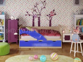 Кровать Дельфин-1 800*1600 (Синий металлик/дуб крафт белый) в Екатеринбурге - ok-mebel.com | фото