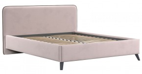 Кровать двойная Миа 160 + ортопед + ПМ + дно (арт. Аватар 390 (пудровый) / кант Лайт 10 Велюр (коричневый)) в Екатеринбурге - ok-mebel.com | фото 2