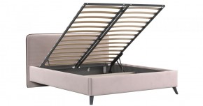 Кровать двойная Миа 160 + ортопед + ПМ + дно (арт. Аватар 390 (пудровый) / кант Лайт 10 Велюр (коричневый)) в Екатеринбурге - ok-mebel.com | фото 3